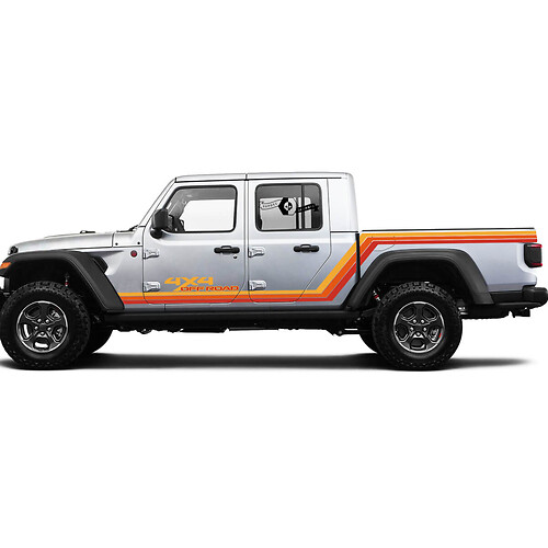 Graphic Kits - Rubicon Retro Vintage 4x4 Off-Road racing stripe kit sport Off Road Vinyl Decal Sticker for Jeep Gladiator