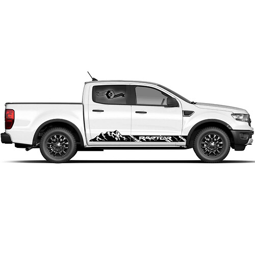 Pair Modern New Ford F150 Raptor 2022 Distressed Vinyl Mountains Side Rocker Panel Stripe Graphics Decal sticker