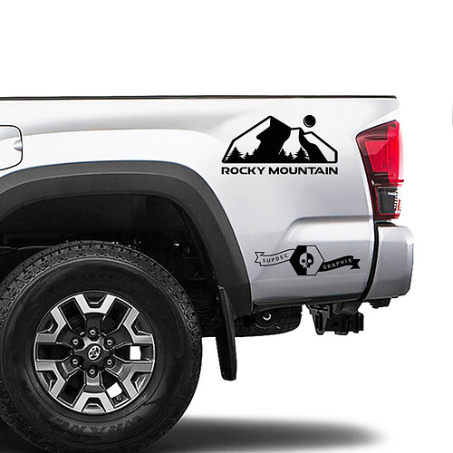 2x Toyota Tacoma Side Bed Rocky Mountain Decal Sticker Graphics