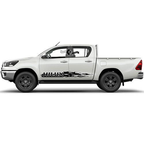 Pair Toyota Hilux Modern Rally Distressed Fire Lightning Stripe Side Rocker Panel Vinyl Stickers Decal Graphic