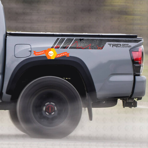 Side bedside Toyota Tacoma Topographic Map Adventure trip Vinyl Hood Decal Sticker TRD off road 2022