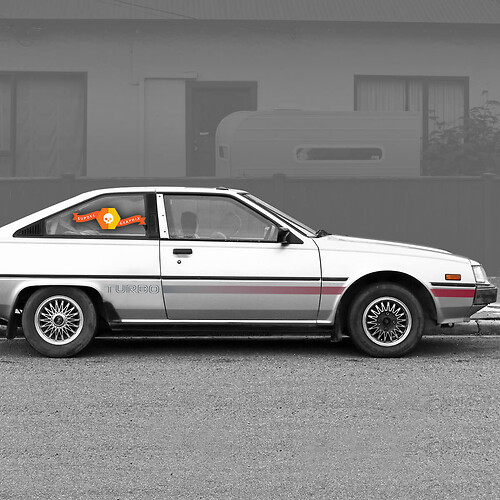 Mitsubishi Cordia Turbo striping kit CORDIA 2x side stripes vinyl body decals sticker graphics 2 Colors