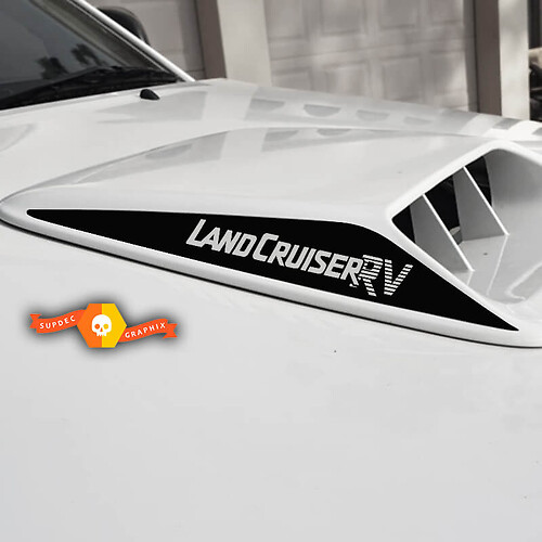 TOYOTA Landcruiser Bonnet Scoop decals with LANDCRUISER RV word vinyl hood decal sticker