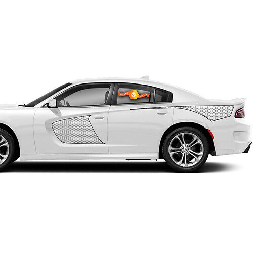 2015 - 2022 Dodge Charger Rear And Dor Big Honeycomb Side Vinyl Decal Stickers Kit