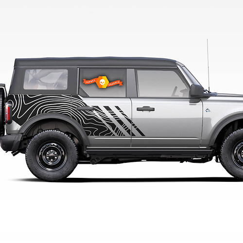 Topographical Map Custom Side Door Decals Stickers for Ford Bronco