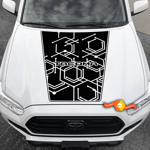Modern 2016 - 2021 Toyota Tacoma Hood Honeycomb Vinyl Decal Sticker Graphic Kit - No Scoop!