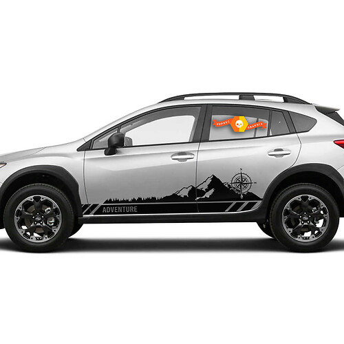 Pair Compass Mountain Adventure Car Racing Art Decal Sticker fit Crosstrek Suba Forester