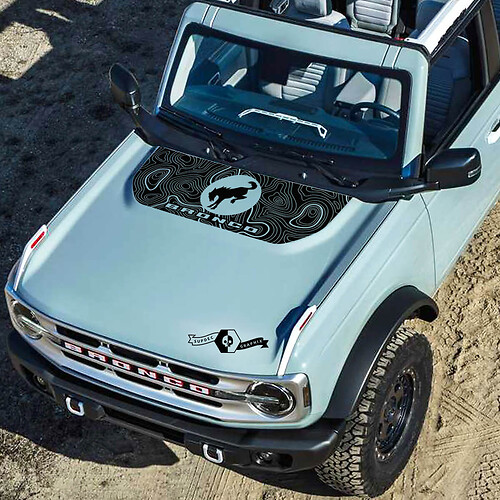 Topographical Map Decals Stickers for Ford Bronco Logo