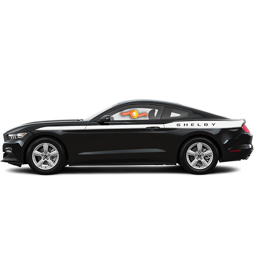 Pair Ford Mustang 2015-2017 Shelby Custom Logo Side Stripe Vinyl Decal Sticker Graphic Kit