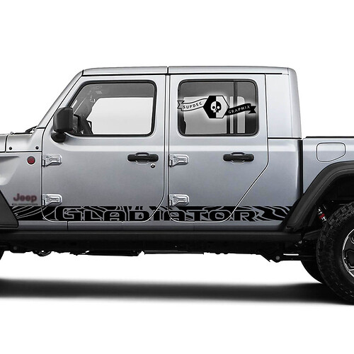 Pair Jeep Gladiator Side Rocker Panel Racing Contour Map Doors Vinyl Graphic Stripes Kit 2018-2021