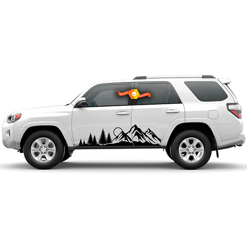 Pair 4Runner 2023 Side Doors USA Flag Vinyl Mountains Forest Decals stripe Stickers for Toyota 4Runner TRD 