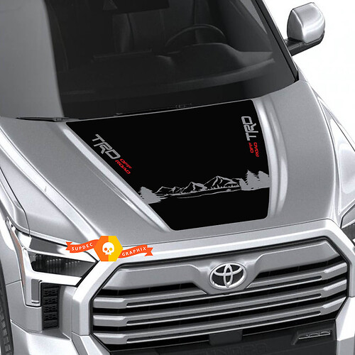 New Toyota Tundra 2022 Hood TRD SR5 Trees and Mountains Wrap Decal Sticker Graphics SupDec Design
