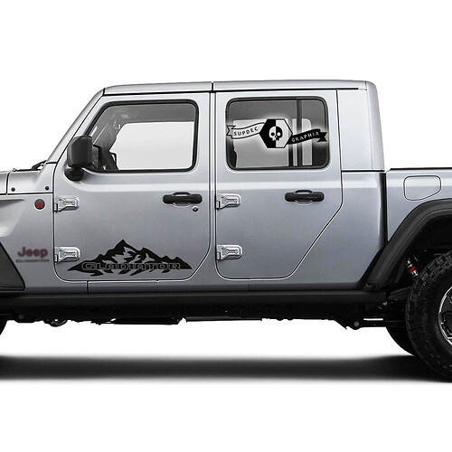 Pair Jeep Gladiator Door Mountains Vinyl Graphics Decal Sticker