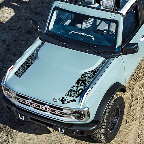 New Ford Bronco 2021 2022 Logo Topographic Map Hood Vinyl Decal Kit Sticker Graphic