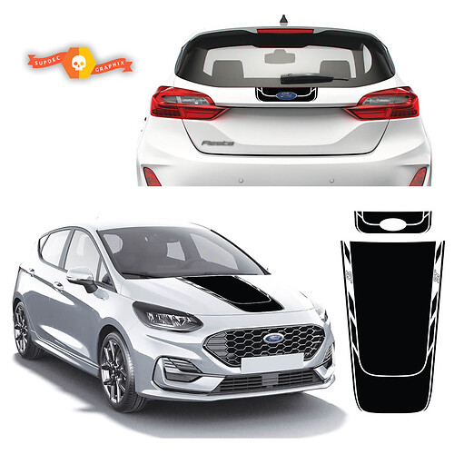 Hood and Trunk Vinyl Decal Sticker fit to Ford Fiesta ST 2019 - 2022