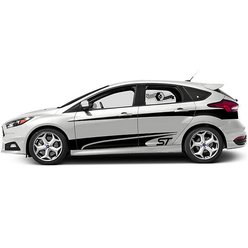 Pair Ford Focus ST  2017 - 2022 Doors Stripe Line Rocker Рanel and Doors Stripe Vinyl Decal Sticker Graphic Kits