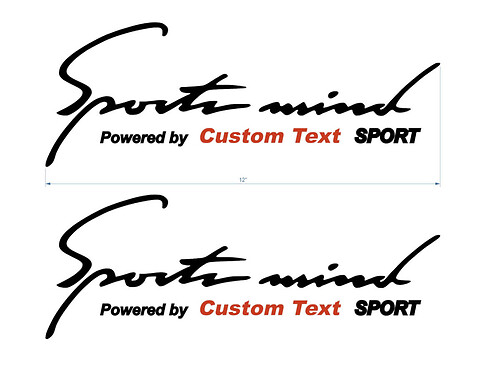 2x Sports Mind Powered by Custom Text Decal sticker