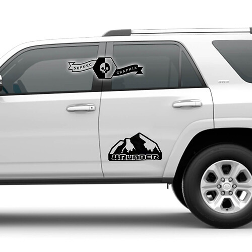 2x 4Runner 2023 Side Doors Vinyl Logo Mountains Decals Stickers fits Toyota 4Runner TRD