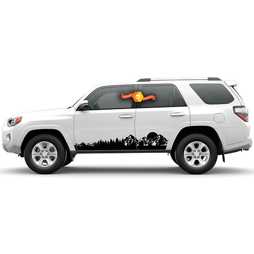 Pair 4Runner 2023 Side Vinyl Rocker Panel Decals Mountains Trees Forest Stickers for Toyota 4Runner TRD 