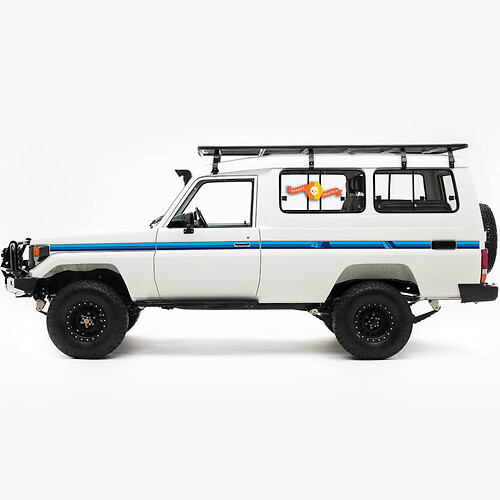 Toyota Landcruiser Troopy 4x4 Dark Blue Land Cruiser Doors Retro Old School Side Retro Vintage Graphics Stripes 