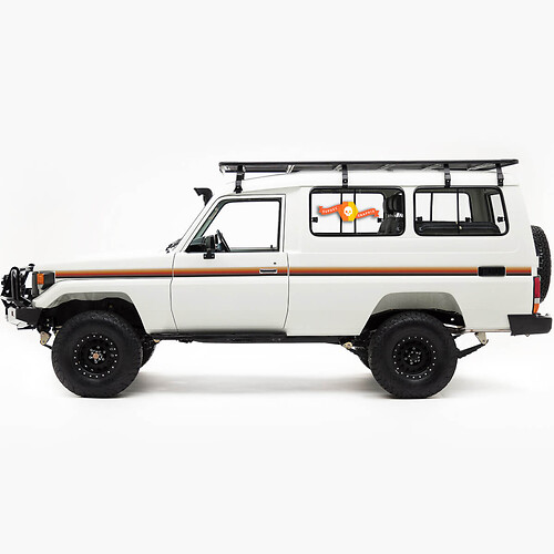 Toyota Landcruiser Troopy Dark Red Brown Land Cruiser Doors Retro Old School Side Retro Vintage Graphics Stripes 