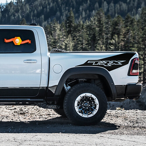 Pair Dodge Ram Rebel TRX 2022+   2023+ Side 1500 TRX Bed Logo Truck Vinyl Sticker Decal Graphic