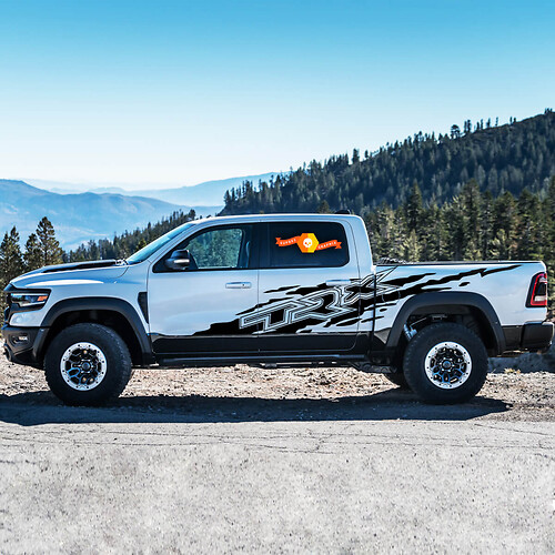 2x Dodge Ram Rebel 2022+   2023+ 1500 TRX Bed Side Doors Shadow Mud Splash Wrap TRX Truck Vinyl Sticker Decal Graphic