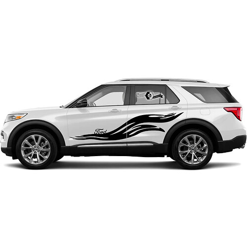 2x FORD EXPLORER Side Doors Wave Fire Decals Stickers Graphics Vinyl 