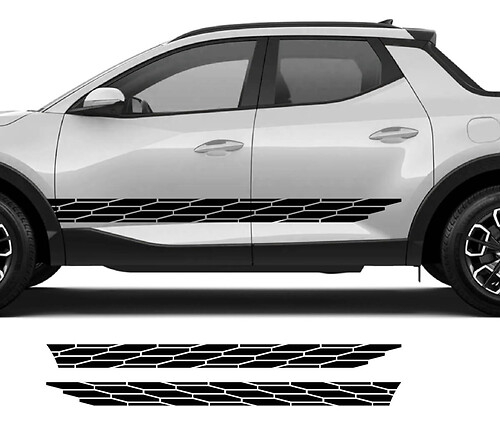 Rocker Panel Modern Geometry Side Logo Vinyl Stickers Decal Graphic kit fit to Hyundai Santa Cruz
