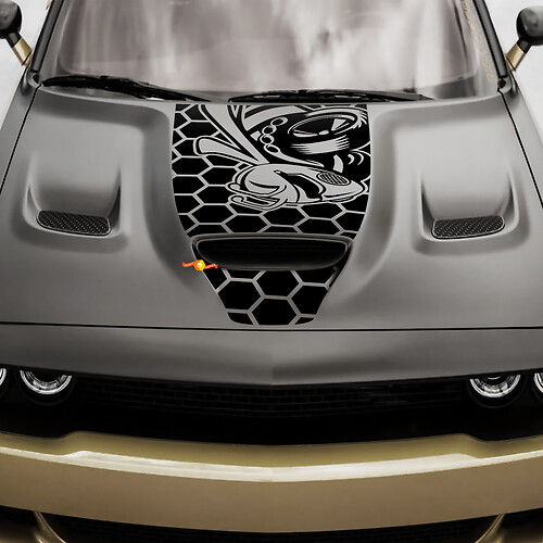 Hood Decal Angry Bee Honey Graphics Sticker Decal Fits Dodge Challenger 2019-2024