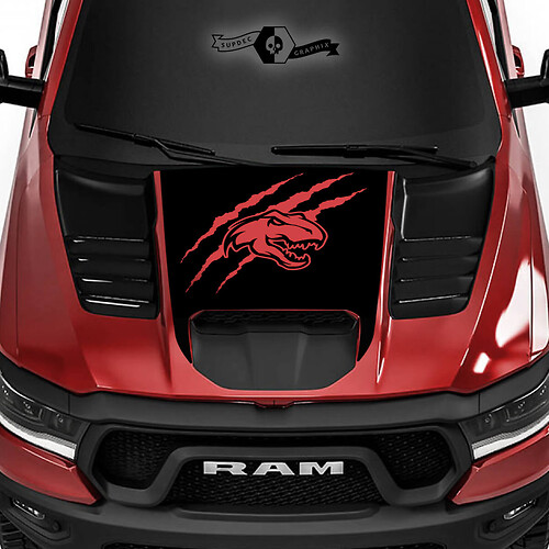 Dodge Ram Rebel 2022+   2023+ 1500 TRX T-Rex Hood Scratch Claws TRX Truck Vinyl Sticker Decal Graphic