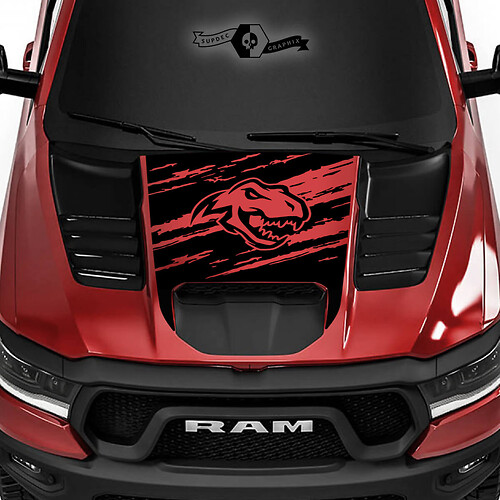 Dodge Ram Rebel 2022+   2023+ 1500 TRX T-Rex Hood Scratch Claws Destroyed TRX Truck Vinyl Sticker Decal Graphic
