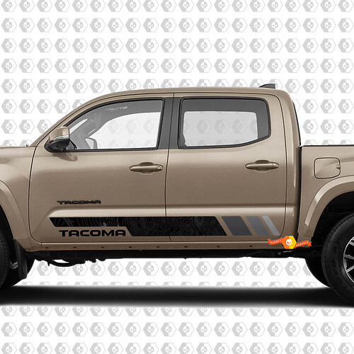 Side Rocker panel Topographic Map Sticker Decal For Toyota Tacoma Third generation 2015-2022 SupDec