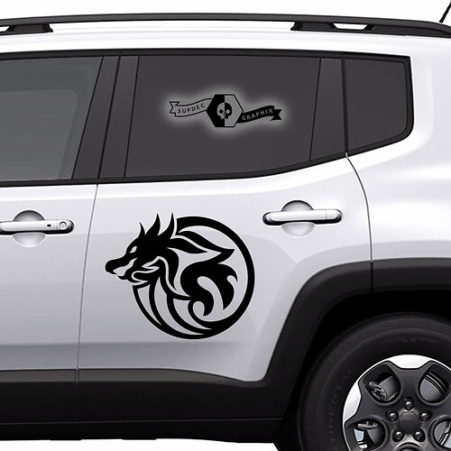 Pair Any Car Logo Modern Door ANIMALS Dragon New Side Doors stripes Stickers Decals Graphic Kit

