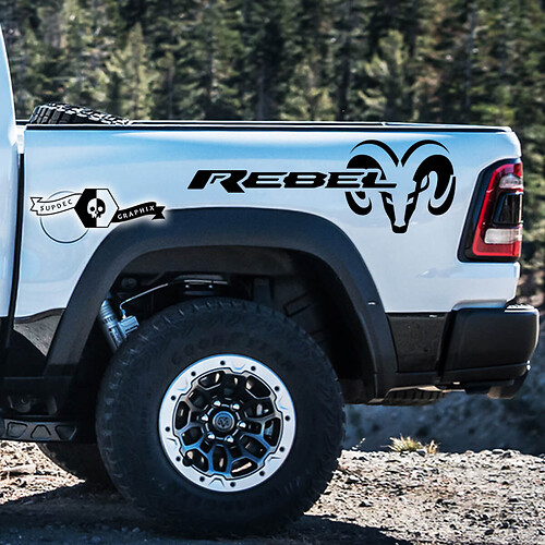 2x New Dodge Ram TRX Rebel 2022+   2023+ 1500  Bed Side TRX Rebel  Truck Vinyl Sticker Decal Graphic