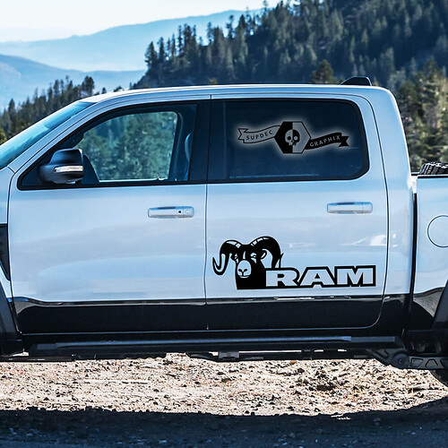 2x New Dodge Ram TRX Rebel 2022+   2023+ 1500  Doors Side TRX Rebel  Truck Vinyl Sticker Decal Graphic