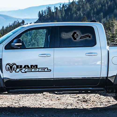 2x Dodge 2022+   2023+ 1500  Ram TRX Rebel Doors Truck Vinyl Stickers Decals Graphics