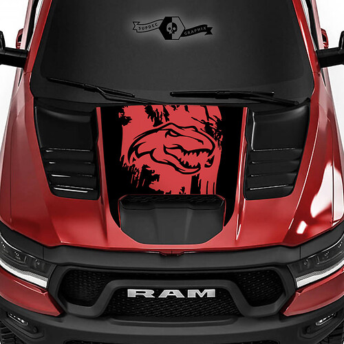 Dodge Ram Rebel 2022+   2023+ 1500 TRX T-Rex Hood Destroyed TRX Truck Vinyl Stickers Decals Graphics