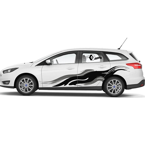 Pair Ford Focus Splash 2 Colors Side Door Rocker Panel side stripes Stickers Decals Graphic Kit
