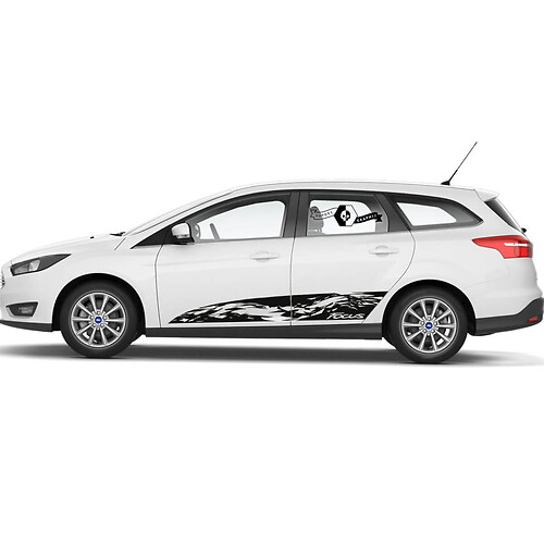 Pair Ford Focus Splash Destroyed Side Door Rocker Panel side stripe Stickers Decals Graphic Kit