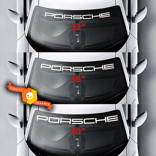 Porsche Logo Spider Windshield Stripes Kit Decal Sticker