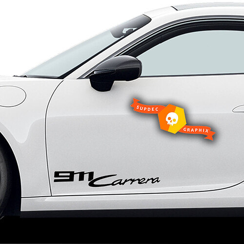 Pair Porsche Stickers  Porsche 911 Carrera Door Side Decal Sticker 