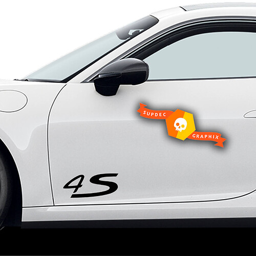 Pair Porsche Stickers 4S Porsche Turbo Doors Side Decal Sticker 