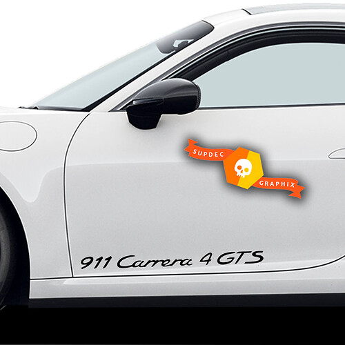 Pair Porsche Stickers 911 Carrera 4 GTS Porsche Doors Side Decal Sticker