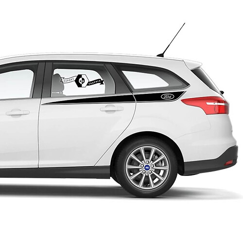 Pair Ford Focus Side Doors Logo stripes Wrap Stickers Decals Graphic Kit