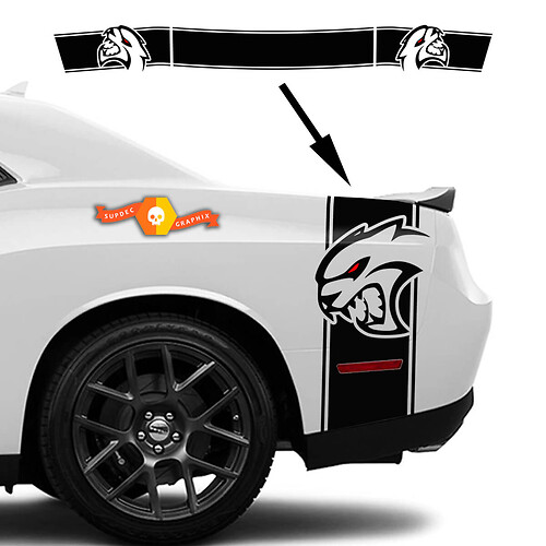 Dodge Challenger side and tail band HELLCAT Decal Sticker graphics