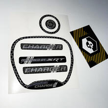 Set of Charger Black White SRT Steering WHEEL TRIM RING emblem domed Sticker Decal Charger Dodge 3