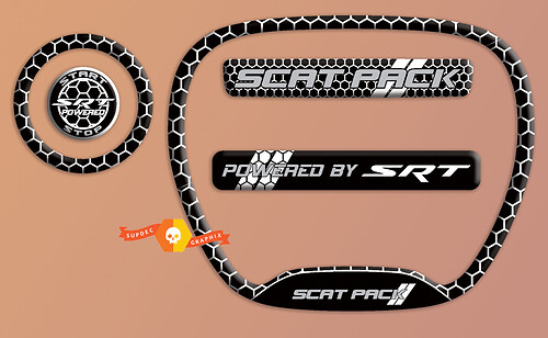 Set of Scat Pack Black White SRT Steering WHEEL TRIM RING emblem domed Sticker Decal Charger Dodge
