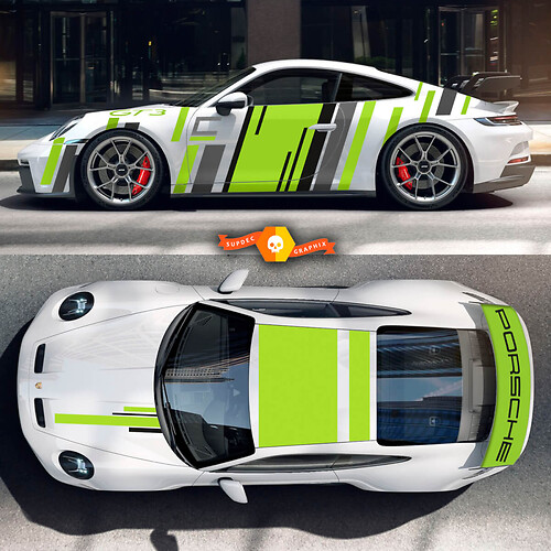 3 Ngano Porsche 991 gt3 Stickers Kit  Hood Roof Tail Spoiler Wrap Full Body Stripes Decal Sticker
