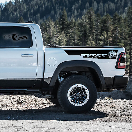 2x Dodge Ram New TRX Rebel 2022+  2023+ 1500  Dinosaurs T-Rex Bed Side TRX Truck Vinyl Sticker Decal Graphic